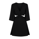 Ayla Dress Black S Cut-out slub dress