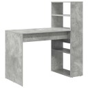  Skrivebord med oppbevaring Betonggrå 113x54x120 cm Konstruert tre