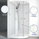 Macro Design Flow Semi Dusjkabinett Ice Svart / 71x91cm Hvit Glass