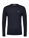 Morris Merino Cable Oneck - Navy - L