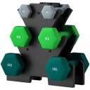 Hantelsett 6 manualer med manualstativ 2 x 1 kg 2 x 3 kg 2 x 5 kg metallhåndvektsett for trening gymnastikk hjemme