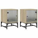  Nattbord med glassdører 2 stk sonoma eik 35x37x50 cm 8721012214736