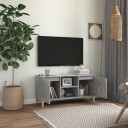 vidaXL TV-benk med ben i heltre betonggrå 103,5x35x50 cm