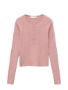 Mango Ribbed Sweater With Buttons - Pink - 11-12