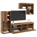  TV Vegg Enheter Veggmontert 6 pcs Gammelt tre Konstruert tre