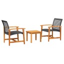  Bistrosett 3 deler svart polyrotting og akasie 367601
