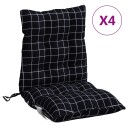 vidaXL Utendørs pute 4 stk. Svart Rutet 100 x 50 x 7 cm