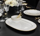 Villeroy & Boch Anmut Gold Ovalt Serveringsfat 41 cm Hvit