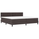  Box Spring Seng med Madrass & LED Mørk Brun 200x200 cm Stoff