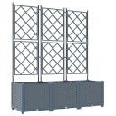 Hageplanter med Trellis 3 stk Lysegrå 120x40x143 cm