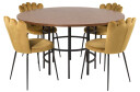 Venture Design Copenhagen & Limhamn spisegruppe Brun/gul 4 st stoler & bord 140 cm
