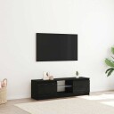  TV benk med LED lys svart eik 120x30x36 cm konstruert tre