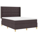  Box Spring Seng med Madrass & LED Mørk Brun 160x200 cm Stoff