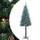  Slim juletre Grønn og hvit 180 cm PVC og Massivt Furu tre