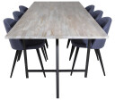 Venture Design Jepara & Velvet spisegruppe Grå/blå 6 st stoler & bord 250 x 100 cm