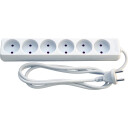 E-Line grenuttak med 6 uttak, 1,5 meter white 1.5 m