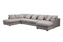 Rossita Lyx 6 seters høyrevendt U formet ekstra dyp sofa med divan og sjeselong i chenille   Grå/Brun