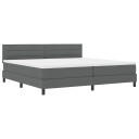  Box Spring Seng med Madrass & LED Mørk Grå 200x200 cm Stoff