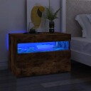 vidaXL TV-benk med LED-lys røkt eik 60x35x40 cm