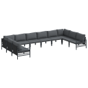  Hagesofa Set 10 pcs Antrasitt Stål