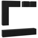  TV benksett 8 pcs Svart eik Konstruert tre