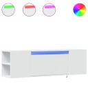  Vegghengt TV-benk med LED hvit 135x31x39,5 cm