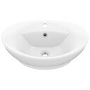 vidaXL Luksuriøs servant med overløp oval matt hvit 58,5x39cm keramisk