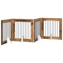 Vidaxl Foldbar Hundegitter Med Stativer 4 Stk. Gammelt Tre 321 cm