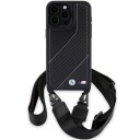 BMW M Edition Mobildeksel til iPhone 15 Pro - Svart med Carbon Stripe & Strap