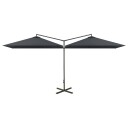 vidaXL Dobbel parasoll med stålstolpe antrasitt 600x300 cm