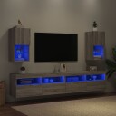 vidaXL TV-benker med LED-lys 2 stk grå sonoma 30,5x30x60 cm 8721012255821
