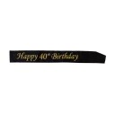 Hisab/Joker Company AB Ordensbånd Happy Birthday Svart/Gull - 40