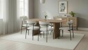 Richeto spisebord 180 cm med 6 Lucy spisestoler - Naturlig finish / hvit bouclé / metallben svart