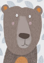 Cute Brown Bear with Grey Leaf Pattern by Artist Carla Plakat Plakat / 40x50cm