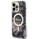 Guess Mobildeksel til iPhone 14 Pro Max 6,7" MagSafe Hardcase Svart Blomsterdesign