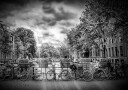 AMSTERDAM Typical Cityscape in monochrome Poster Plakat / 50x70cm
