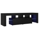  TV benk med LED lys svart eik 140x36,5x40 cm konstruert tre