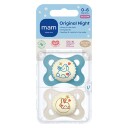MAM Original Night 0-6m Silk Teat Blue 2pcs