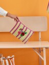Rice - Recycled Plastic Pouch Bag Sand Stripes and Flower Print
