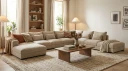 Dubai U modulsofa Large med divan venstre ekstra dyp i Chenille   Beige