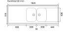 Intra Atlantic AH1820H 610 KV Kjøkkenvask 1820 mm 1820x610 mm Kjøkken