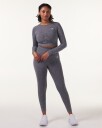 LEVITY Device Seamless Ruch Crop LS Dk Grey Marl - S