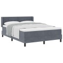  Box Spring Seng med Madrass Mørk Grå 160x200 cm Fløyel