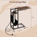 C formet sidebord med ladestasjon og uttrekkbar topp