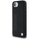 BMW Leather Hot Stamp Mobildeksel til iPhone 16e - Svart