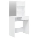 vidaXL Sminkebord med speil høyglans hvit MDF 74,5x40x141 cm