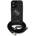 Guess 4G Big Logo Cord Stap Crossbody Mobildeksel i Svart for iPhone 16