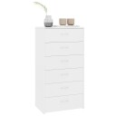 vidaXL Skjenk med 6 skuffer hvit 50x34x96 cm sponplate