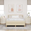 Box Spring Seng med Madrass & LED Krem 140x190 cm Stoff