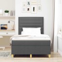  Box Spring seng med madrass & LED mørkegrå 120x200 cm Stoff